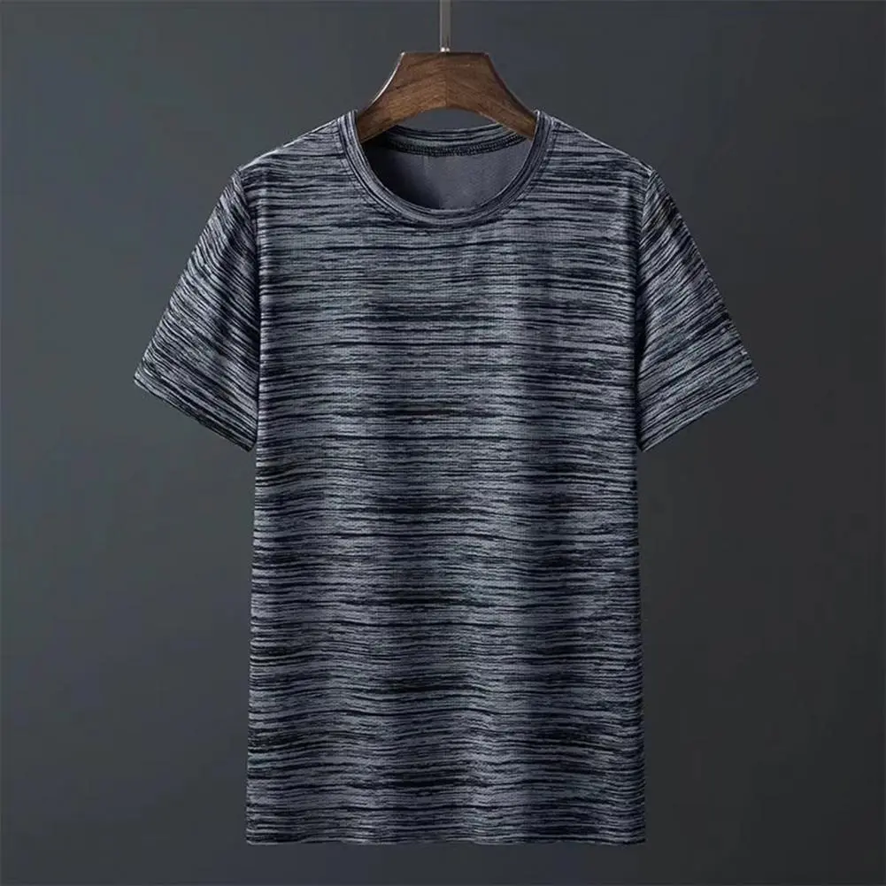 Men Stretchy T-shirt Breathable Men Top Breathable Quick-drying Men's Summer T-shirt Jogging Fitness Soft O Neck Plus Size  Tee