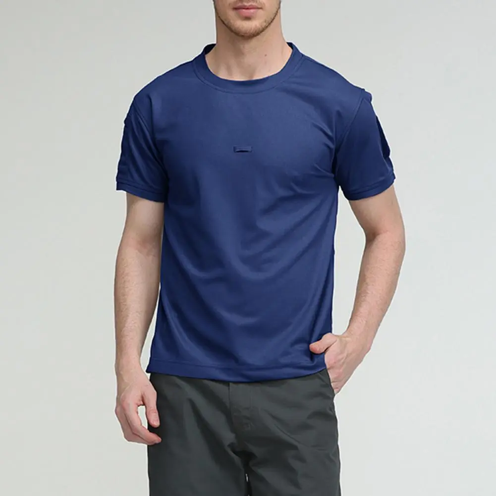 2025 Summer Unisex T-shirt Solid Color Quick Drying Short Sleeve O Neck Blouse Top Solid Color Quick Drying Training T-shirt