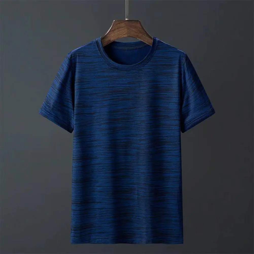 Men Stretchy T-shirt Breathable Men Top Breathable Quick-drying Men's Summer T-shirt Jogging Fitness Soft O Neck Plus Size  Tee