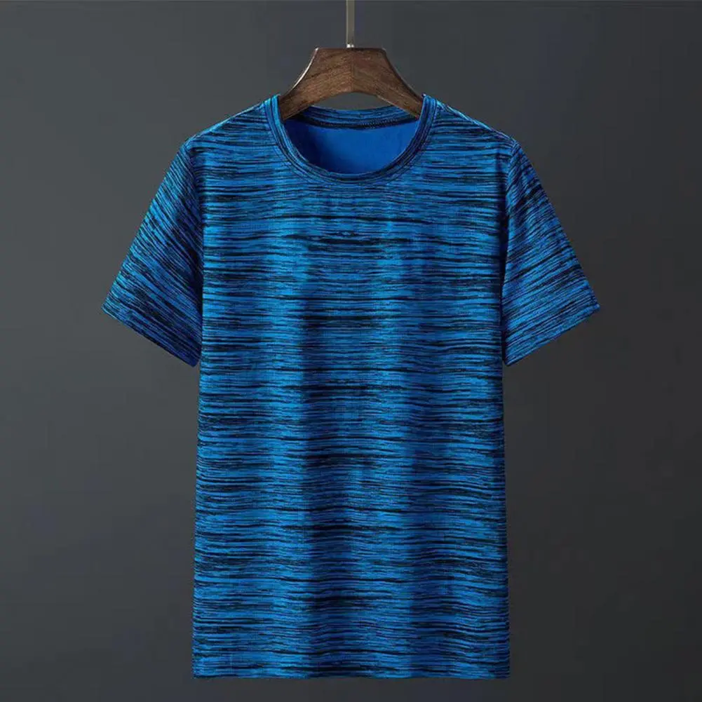 Men Stretchy T-shirt Breathable Men Top Breathable Quick-drying Men's Summer T-shirt Jogging Fitness Soft O Neck Plus Size  Tee