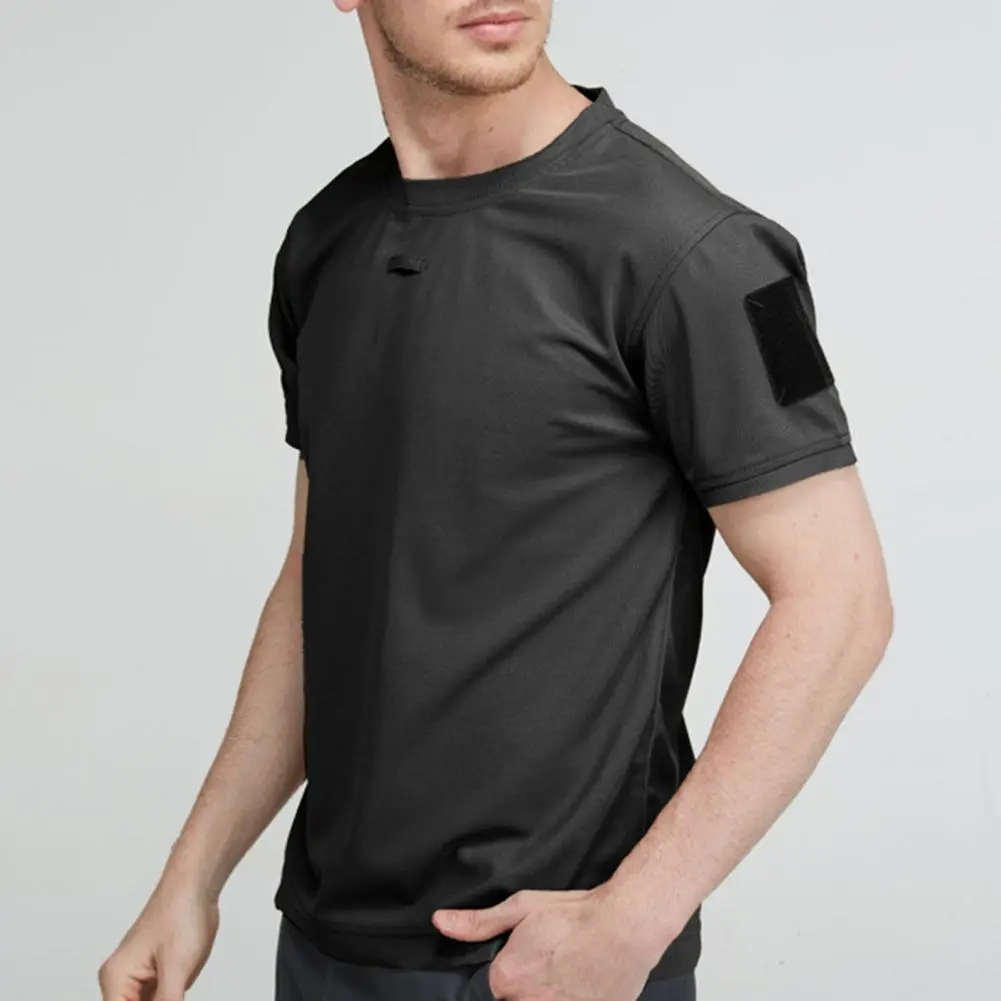 2025 Summer Unisex T-shirt Solid Color Quick Drying Short Sleeve O Neck Blouse Top Solid Color Quick Drying Training T-shirt