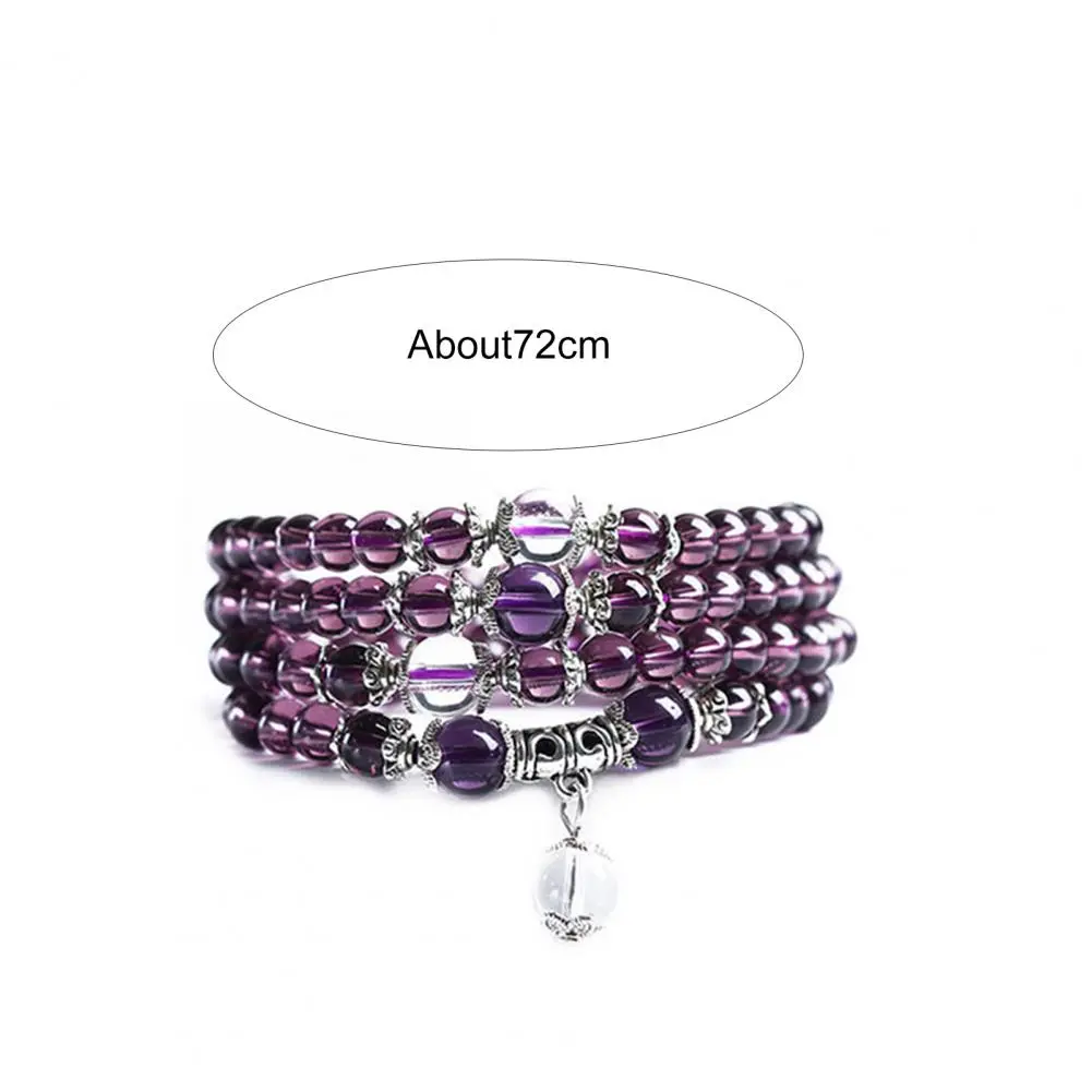 Women Faux Crystal Bracelet Amethyst 72cm Long Sweater Necklace Ethnic Style Ethnic Style Crystal Beaded Bracelet Jewelry Gifts