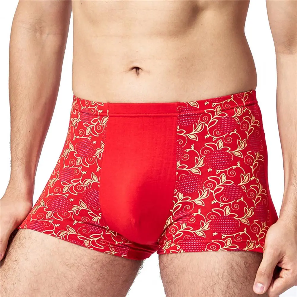 Men Boxer Seamless Mid Rise Modal Boxer Underwear Print U-Bump Male Panties U Convex Men Breathable Underpants Soft Men Briefs