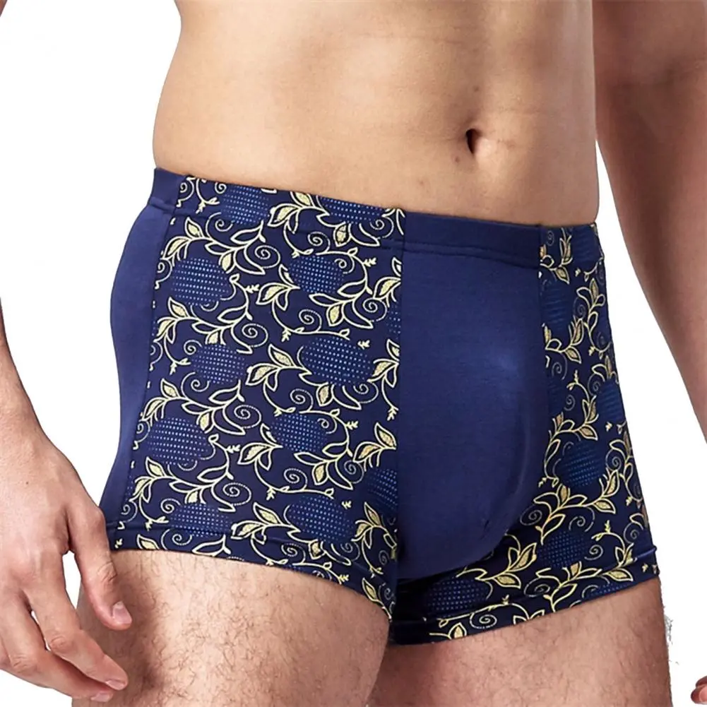 Men Boxer Seamless Mid Rise Modal Boxer Underwear Print U-Bump Male Panties U Convex Men Breathable Underpants Soft Men Briefs