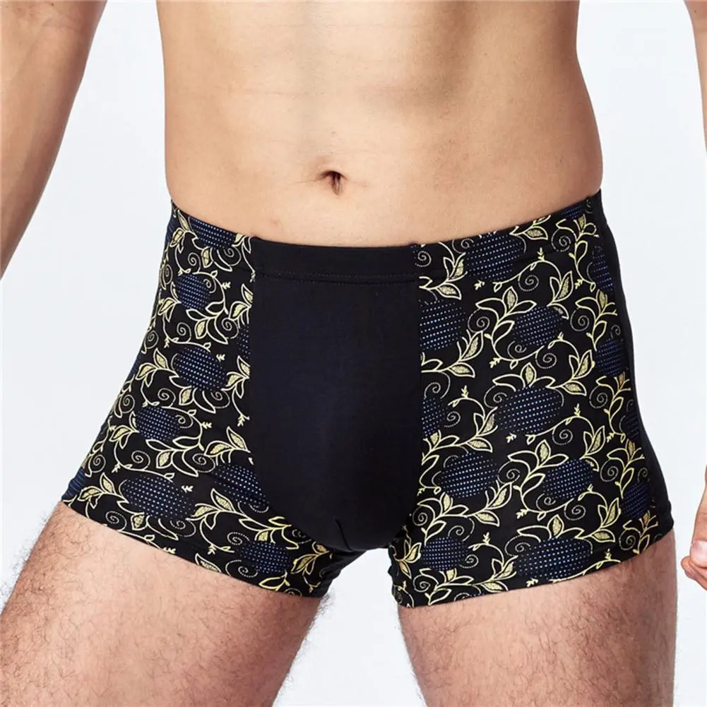 Men Boxer Seamless Mid Rise Modal Boxer Underwear Print U-Bump Male Panties U Convex Men Breathable Underpants Soft Men Briefs