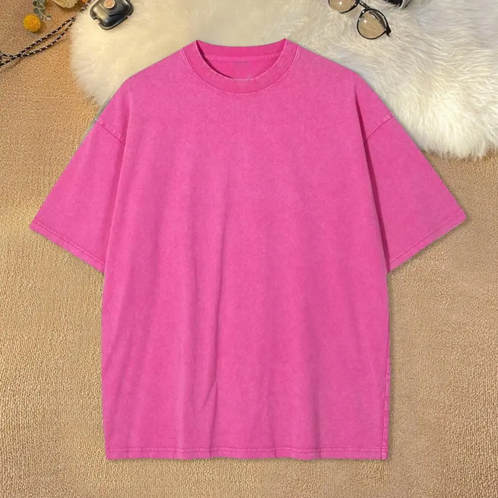 Cotton Men T-shirt American Washed T Shirt For Men Basic Solid Color Men Top Short Sleeve Tee High Qualtity Heavy Vintage Tshirt