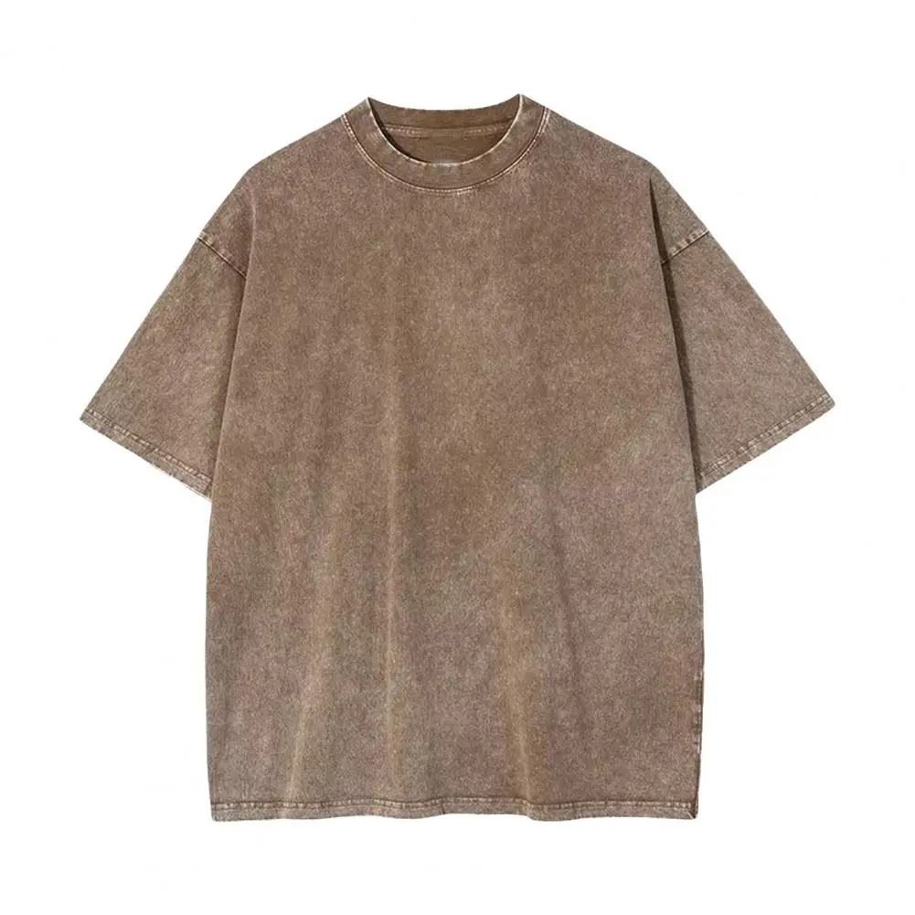 Cotton Men T-shirt American Washed T Shirt For Men Basic Solid Color Men Top Short Sleeve Tee High Qualtity Heavy Vintage Tshirt