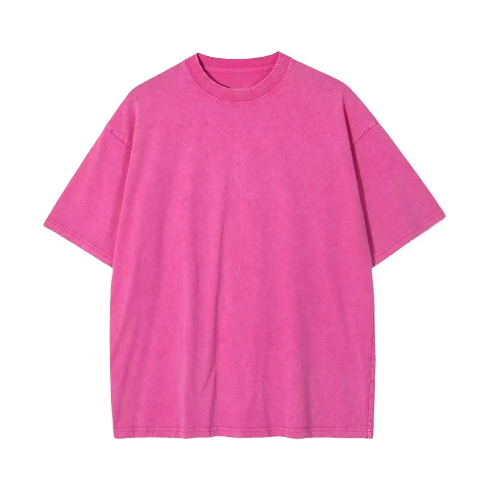 Cotton Men T-shirt American Washed T Shirt For Men Basic Solid Color Men Top Short Sleeve Tee High Qualtity Heavy Vintage Tshirt