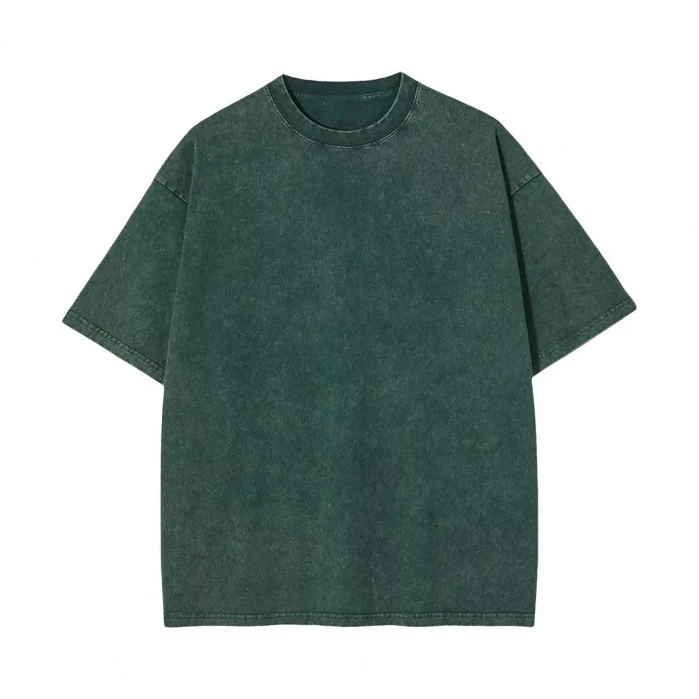 Cotton Men T-shirt American Washed T Shirt For Men Basic Solid Color Men Top Short Sleeve Tee High Qualtity Heavy Vintage Tshirt