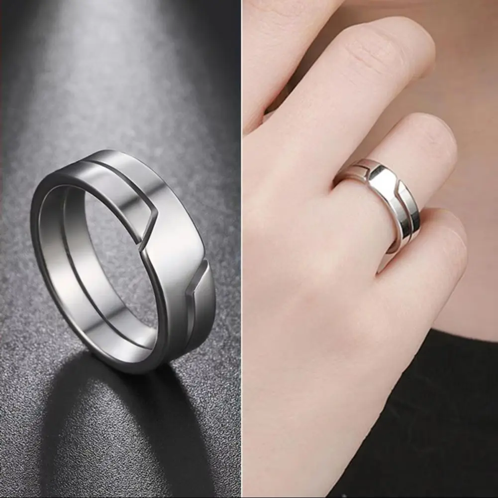 2025 Couple Ring Classic Geometry Glossy Men Women Personality Line Pattern Engagement Finger Ring Line Pattern Metal Rings