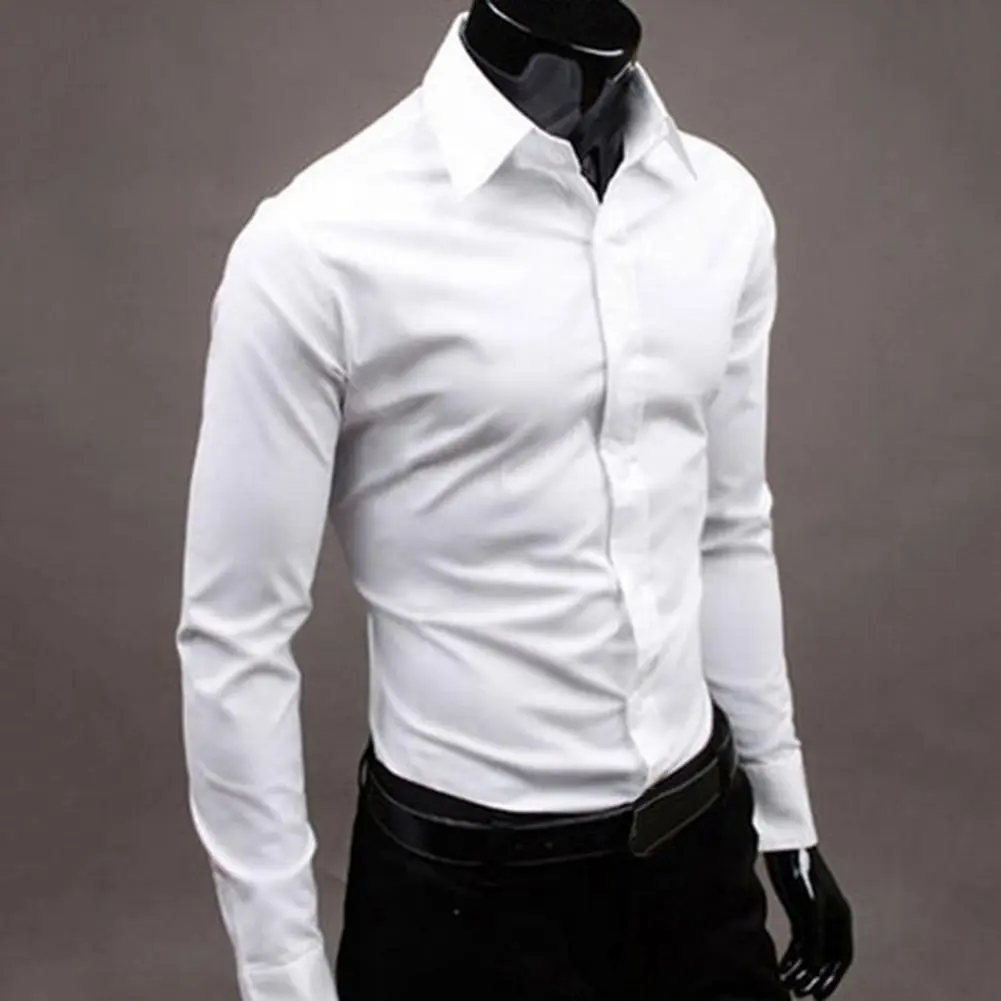 Plus 5XL Size Men Casual Fashion Business Solid Color Long Sleeved Shirt Solid Button Down Dress Shirt Men Brand Classic Shirts
