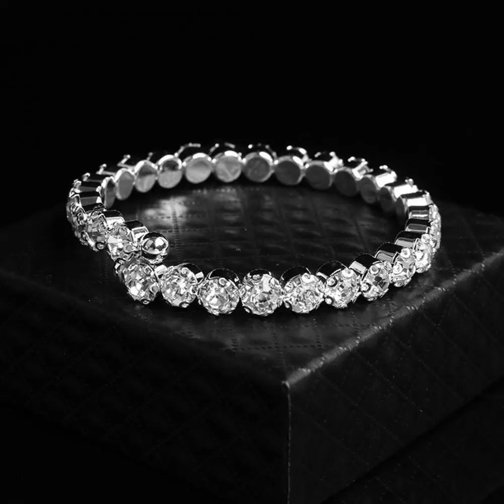 2025 4Pcs/Set Jewelry Suit Electroplating High Gloss Luxury Shining Rhinestone Earrings Bracelet Necklace Set Bridal Jewelry Set