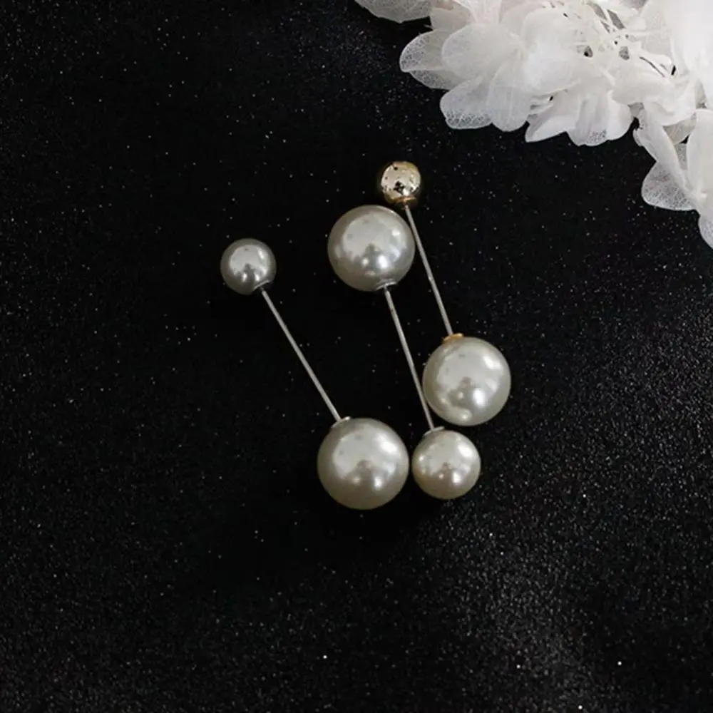 2025 Pearl Brooch Double Faux Pearls Brooch Safty Pin Cardigan Shawl Clip Badge Anti-slip Metal Pin Fixed Clothes DIY Accessorie
