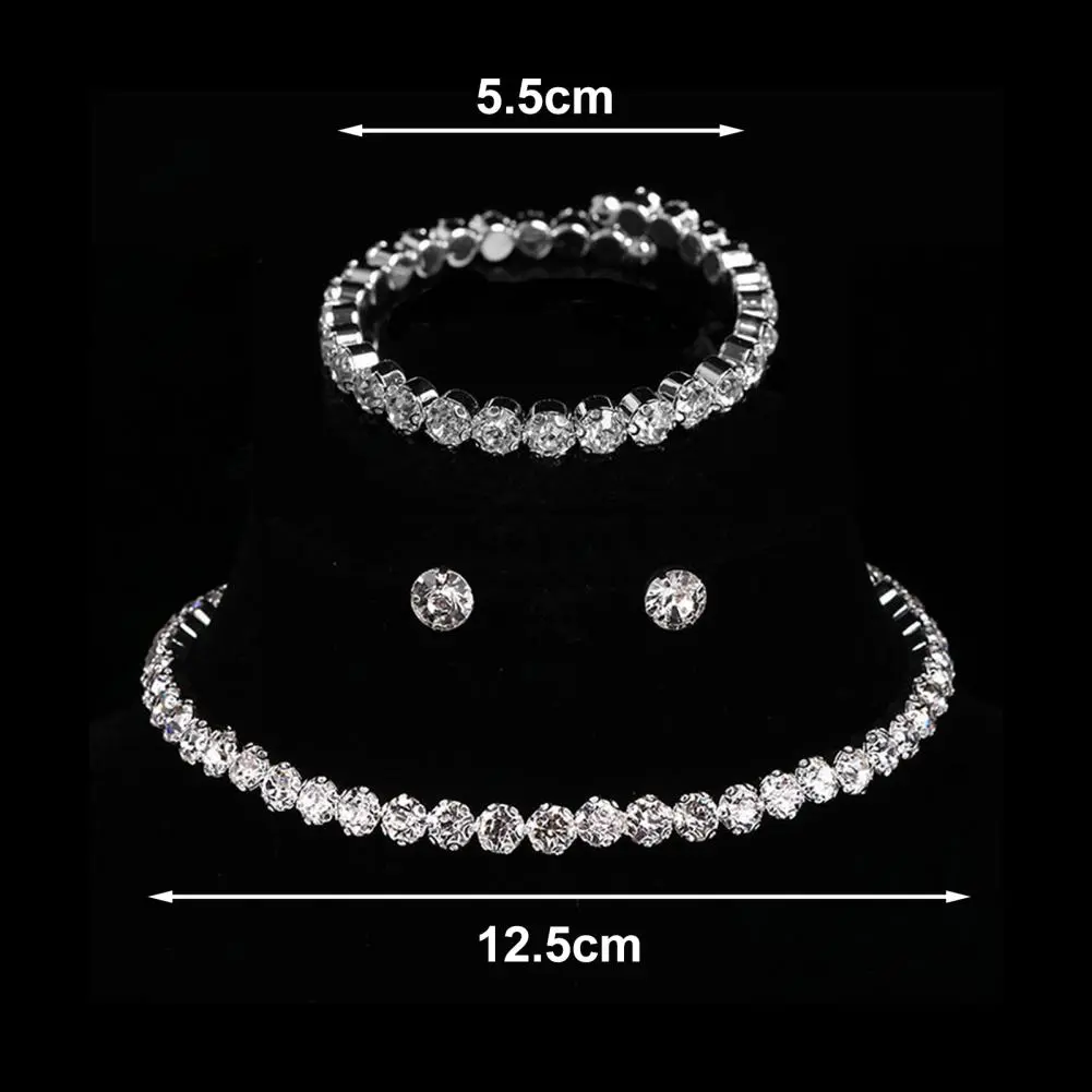 2025 4Pcs/Set Jewelry Suit Electroplating High Gloss Luxury Shining Rhinestone Earrings Bracelet Necklace Set Bridal Jewelry Set
