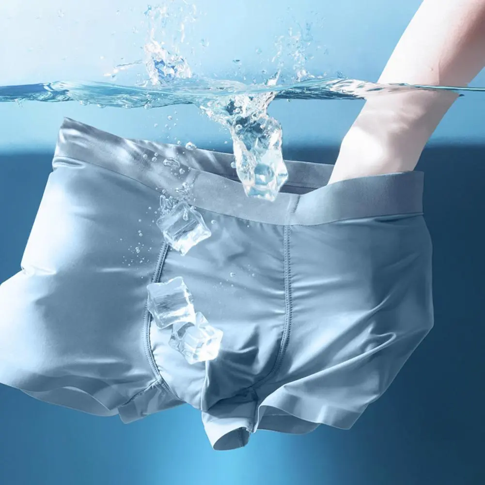 2025 Men Panties U Convex Solid Color Stretchy Seamless Mid Waist Underwear Shorts Plus Size Anti Wrinkle Underpants