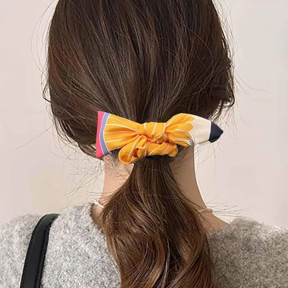 Bow Hairpins Yellow Striped Pencil Bowknot Hair Tie for Women Back-to-school Hair Accessories for Teachers Students