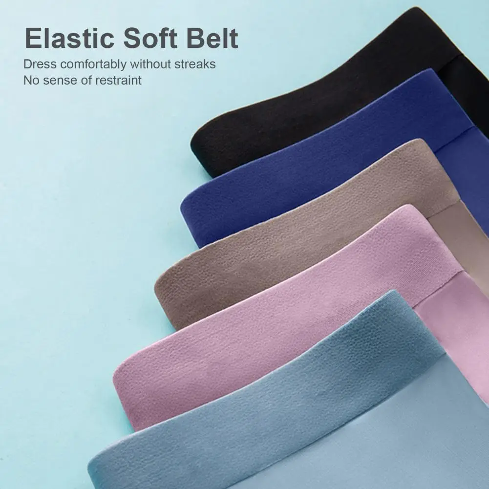 2025 Men Panties U Convex Solid Color Stretchy Seamless Mid Waist Underwear Shorts Plus Size Anti Wrinkle Underpants