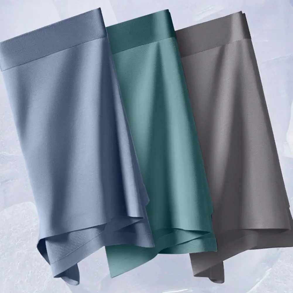 2025 Men Panties U Convex Solid Color Stretchy Seamless Mid Waist Underwear Shorts Plus Size Anti Wrinkle Underpants
