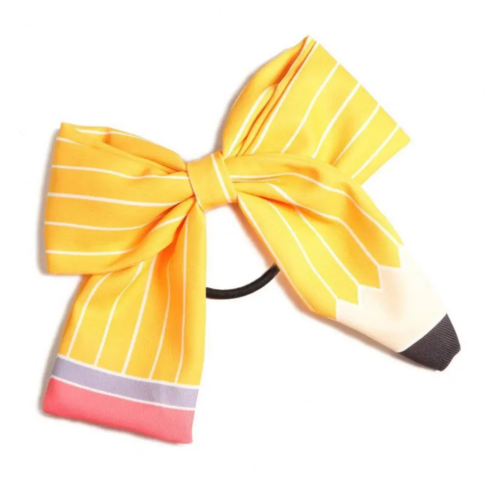 Bow Hairpins Yellow Striped Pencil Bowknot Hair Tie for Women Back-to-school Hair Accessories for Teachers Students