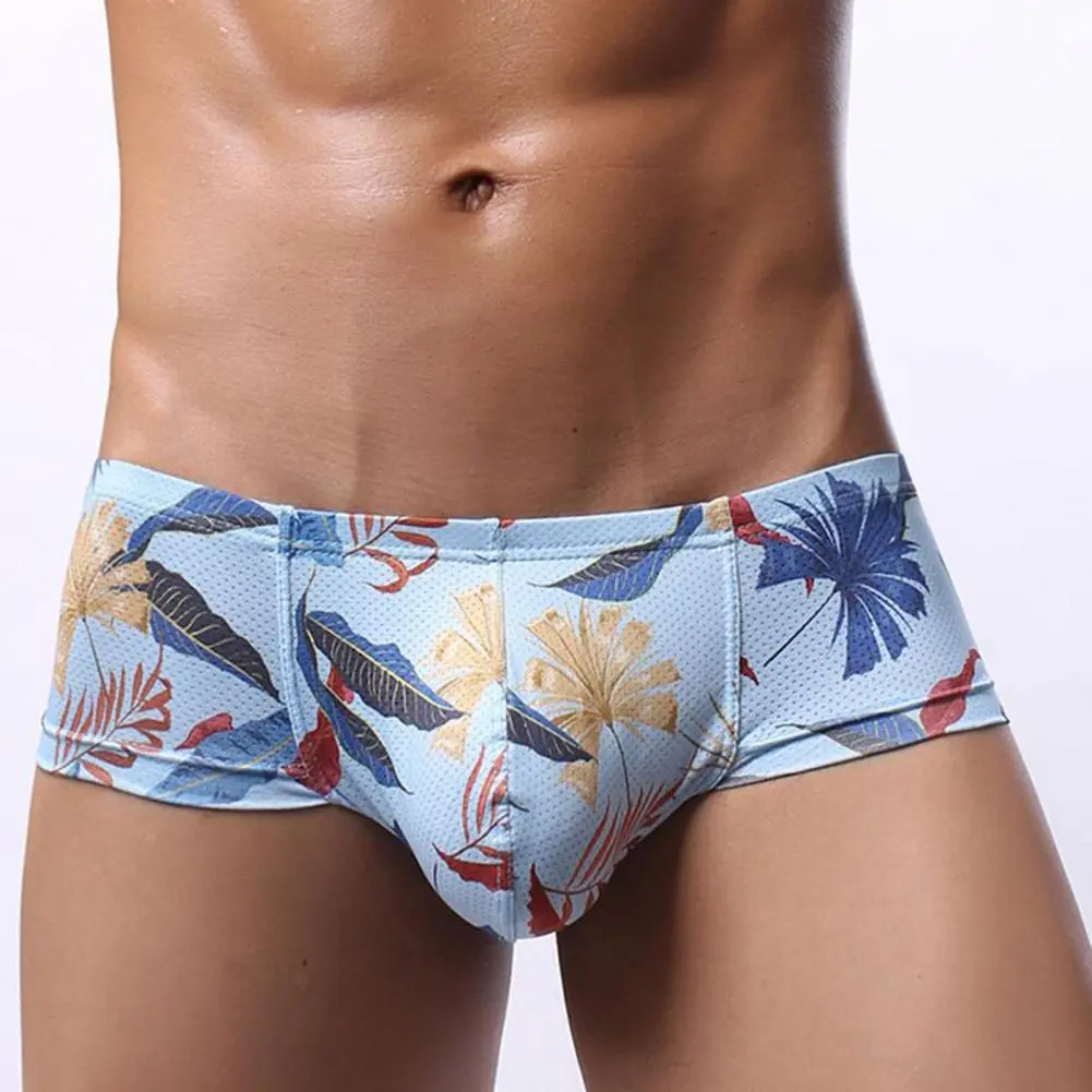 2025 Men's Boxer Panties U Convex Pineaple Print Men Maple Print Underpants Mid Low Waist Breathable Boxer Panties