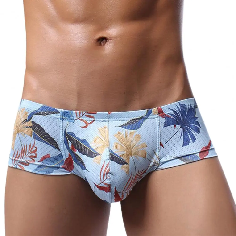 2025 Men's Boxer Panties U Convex Pineaple Print Men Maple Print Underpants Mid Low Waist Breathable Boxer Panties