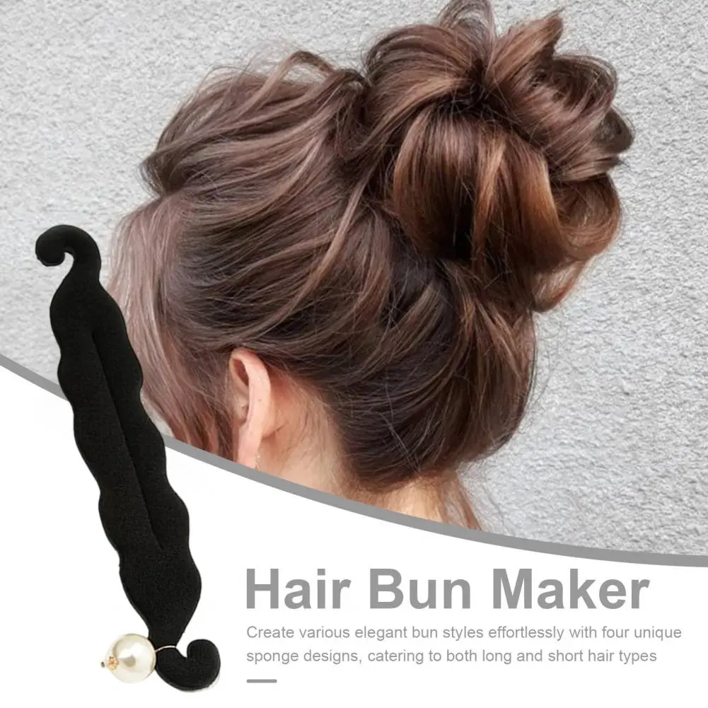 Hair Bun Shaper Sponge Hair Bun Maker Women's Hair Bun Maker Sponge with Faux Pearls Decor Styling Tool for Forming Set of 2/3