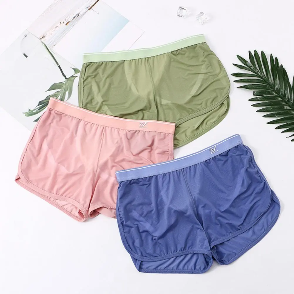 Men Home Shorts Bouncy Boxers Panties Breathable Mesh Underwear Quick Drying Summer Casual Boxers Panties Sports Underpants