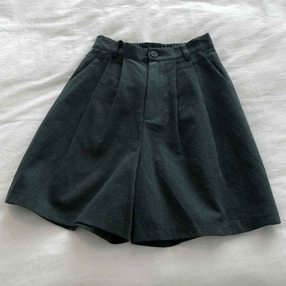 Cotton Women Short Pants High Waist Solid Color Women Casual Shorts Loose Wide Leg Shorts Breathable Sports Shorts Beach Shorts