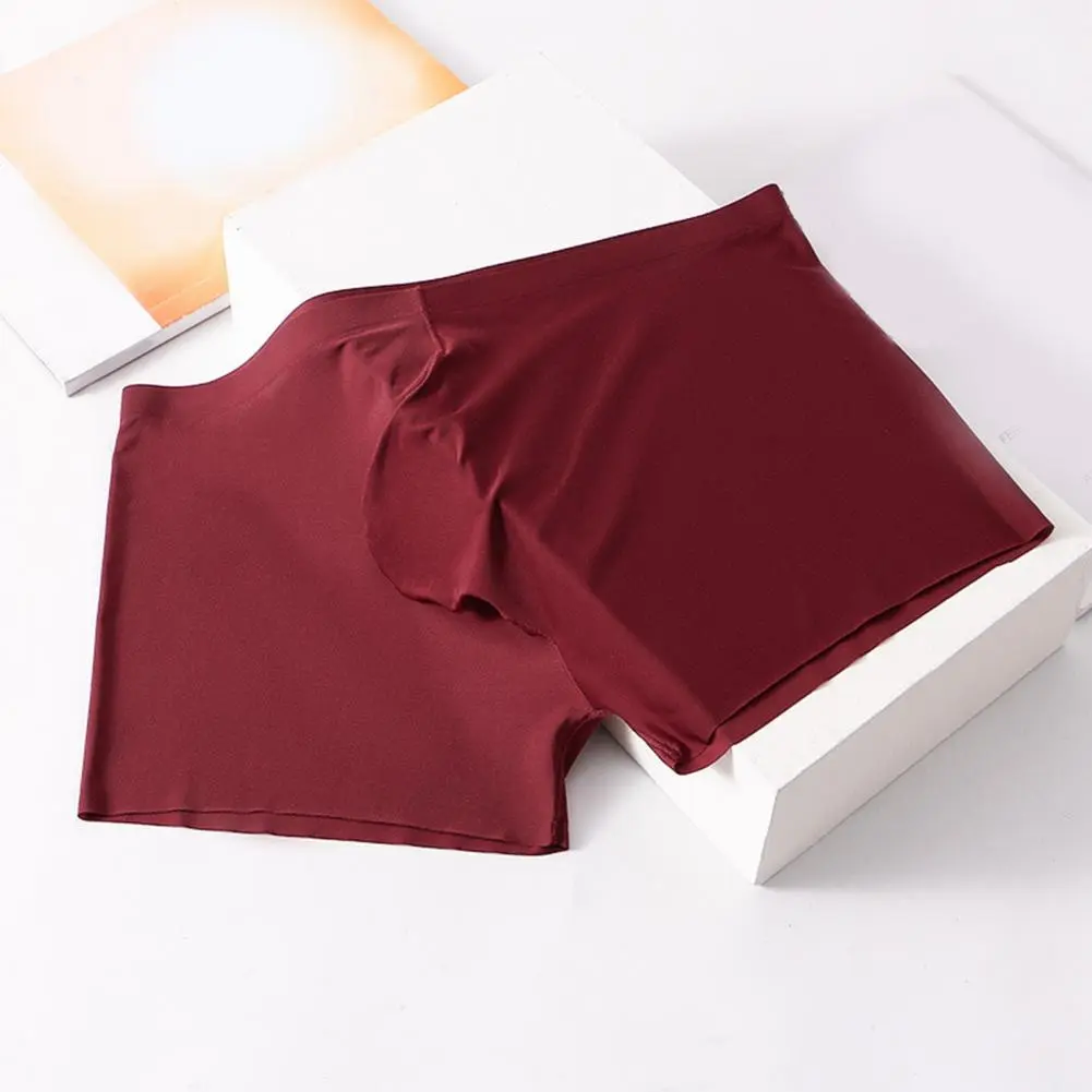2025 Men Boxers Summer Ice Silk Underwear Men Seamless Breathable Separated Quick Drying Four Cornered Pants Flat Cornered Pants