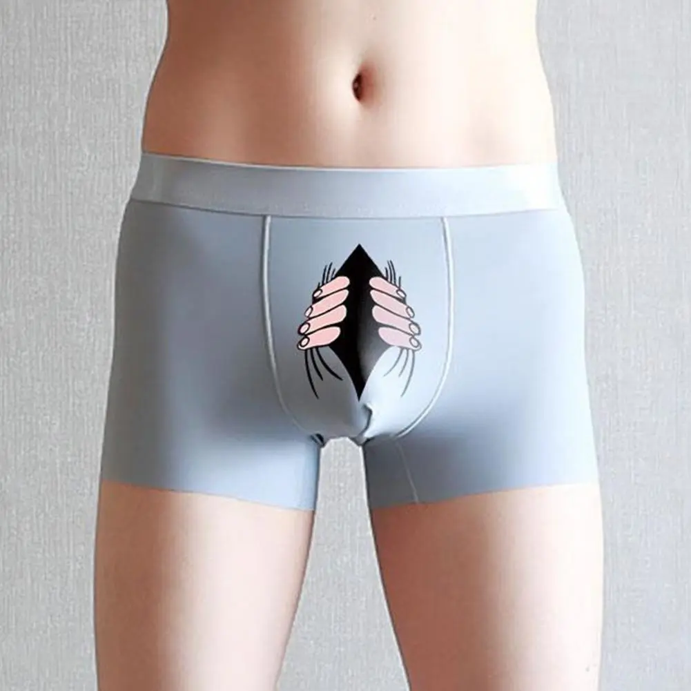 2025 Men Underpants Cartoon Pattern Close Fit Sweat Absorbing Male Boxers U Convex Stretchy Printed Panties Men Men Underwear
