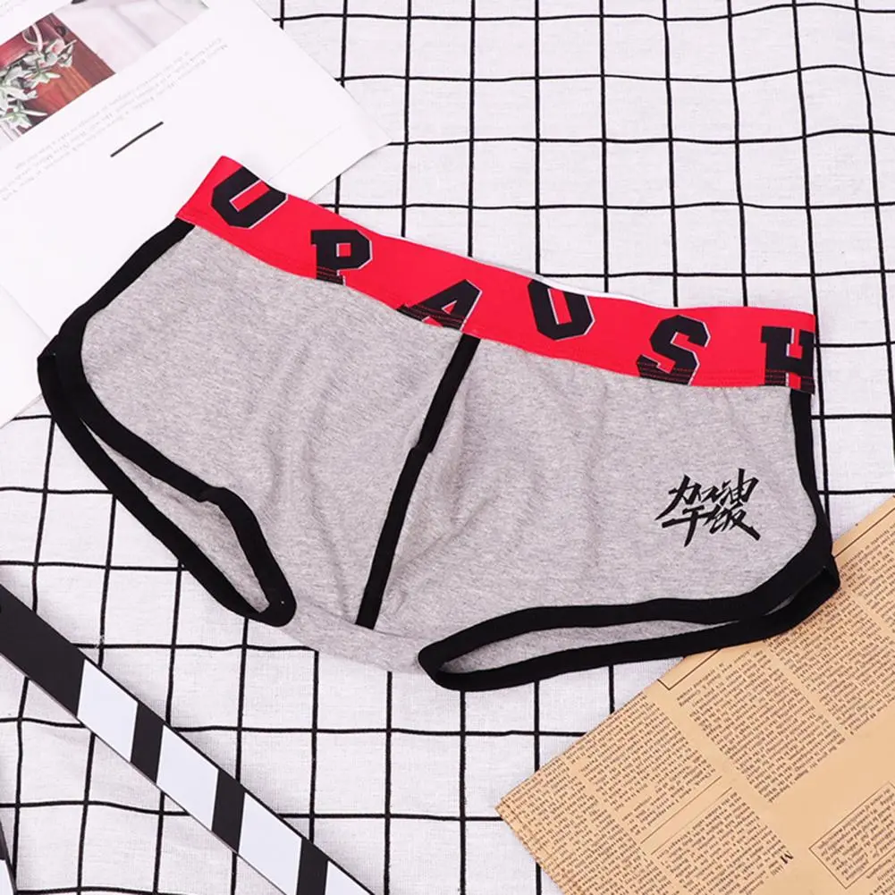 2025 Men Shorts Briefs Mid-rise Elastic Waistline Letter Print Men Panties Simple Patchwork Color U Convex Shorts Briefs