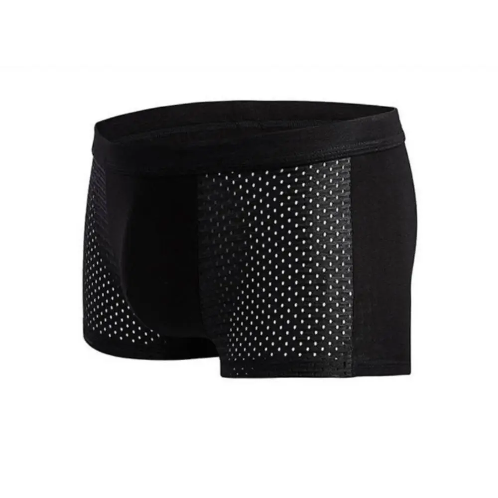 2025 Sexy Men Mesh Hollow Solid Color Boxers U Convex Underwear Breathable Underpants Flat leg pants with mesh breathable Boxers