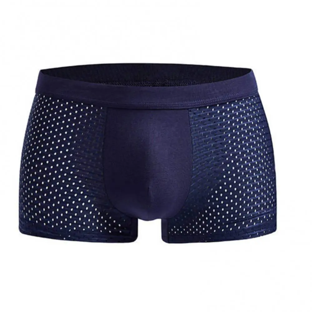 2025 Sexy Men Mesh Hollow Solid Color Boxers U Convex Underwear Breathable Underpants Flat leg pants with mesh breathable Boxers