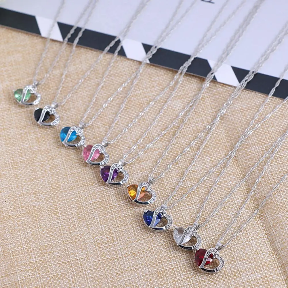 Heart Necklace Heart Cubic Zirconia Inlaid Jewelry Heart Shape Pendant Necklace 2025 Colorful Crystal Ocean Hearts Necklaces