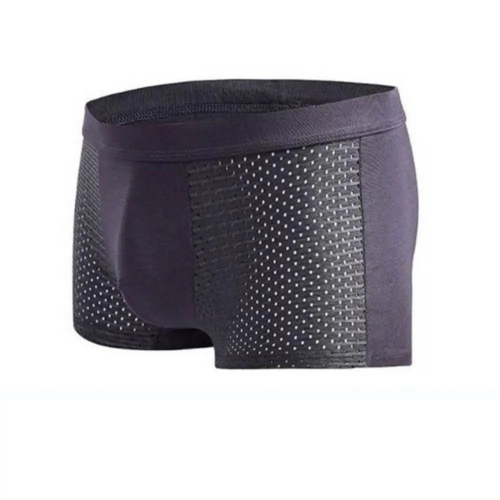 2025 Sexy Men Mesh Hollow Solid Color Boxers U Convex Underwear Breathable Underpants Flat leg pants with mesh breathable Boxers