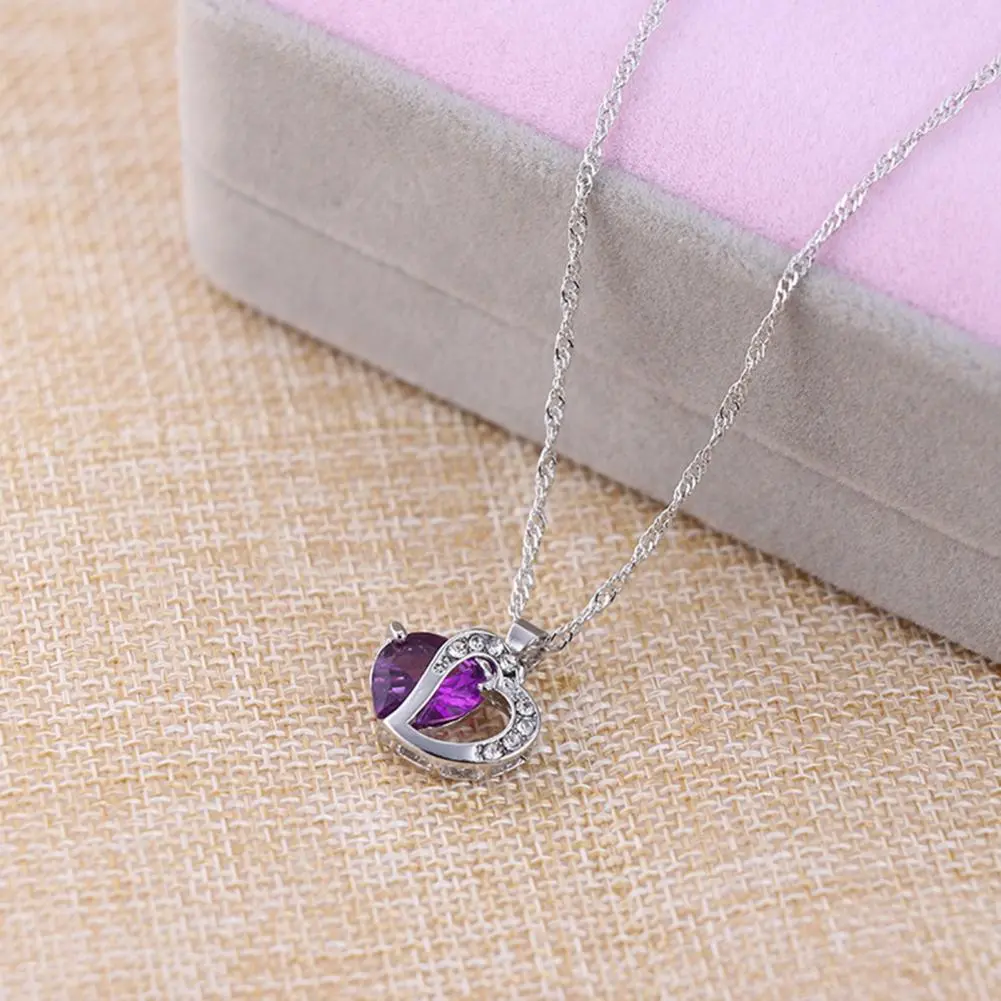 Heart Necklace Heart Cubic Zirconia Inlaid Jewelry Heart Shape Pendant Necklace 2025 Colorful Crystal Ocean Hearts Necklaces