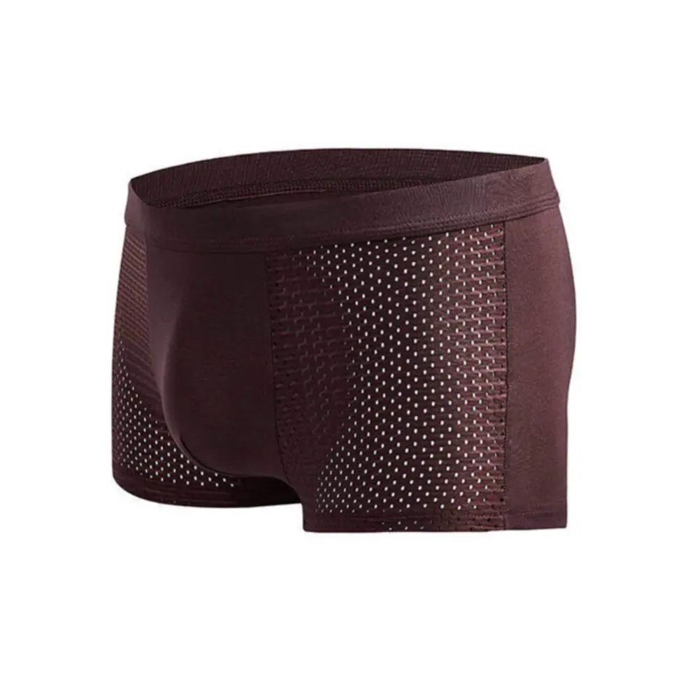2025 Sexy Men Mesh Hollow Solid Color Boxers U Convex Underwear Breathable Underpants Flat leg pants with mesh breathable Boxers