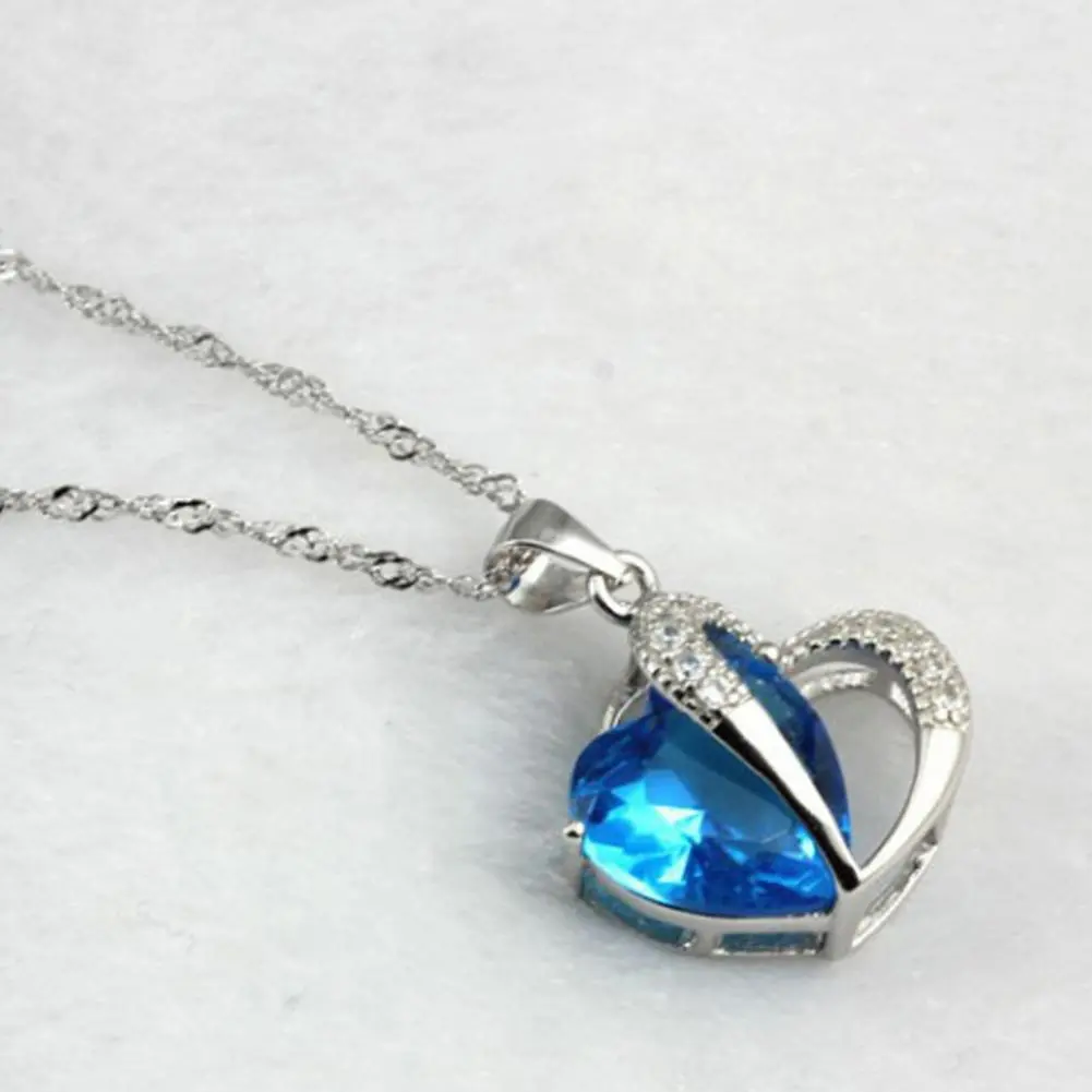 Heart Necklace Heart Cubic Zirconia Inlaid Jewelry Heart Shape Pendant Necklace 2025 Colorful Crystal Ocean Hearts Necklaces