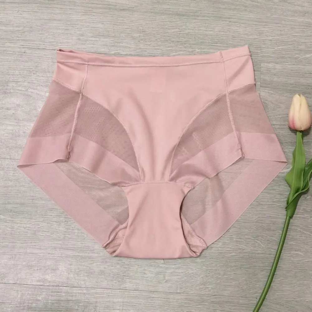 Women High-waisted Briefs Seamless Shaping Briefs Comfortable Women's Mid-rise Mesh Yarn Splicing Panties High for Sleep