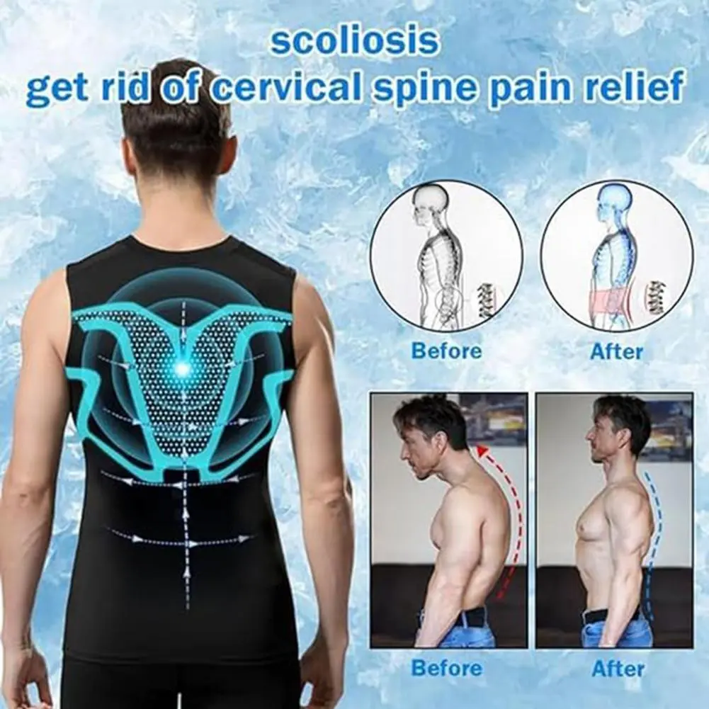 Strength Defining Muscle Shirt Body-shaping Shirt for Back Support Men's Round Neck Sleeveless Fitness for Vitality for Active