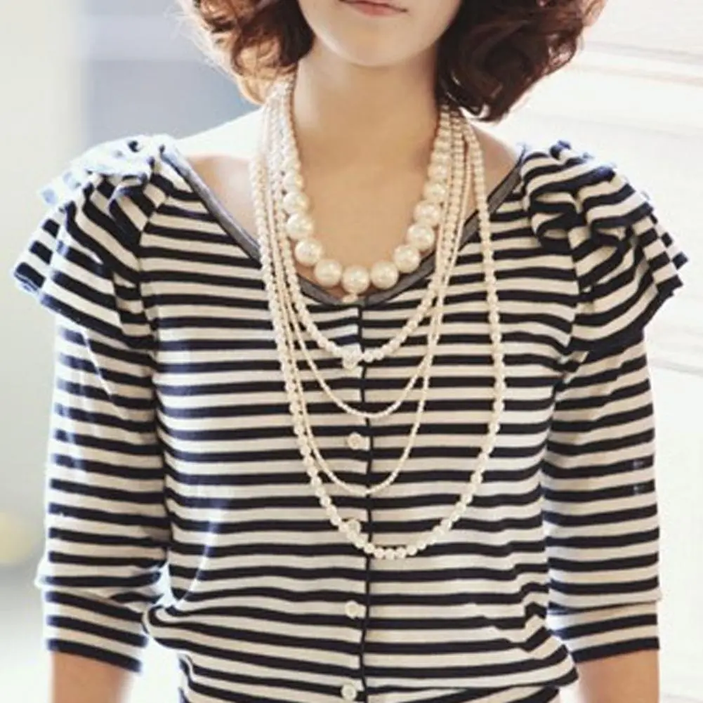 2024 Sweater Necklace Pearl Bead Necklace Long Sweater Chain Necklace For Women Dress Fashion Women Jewelry Beaded Sweater Chain