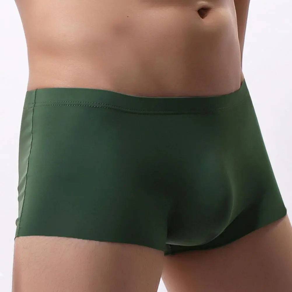 2025 Men U Convex Ice Silk Underpants Panties Seamless Super Thin Boxer Underwear Super Thin Low Waist Underpants Men Briefs