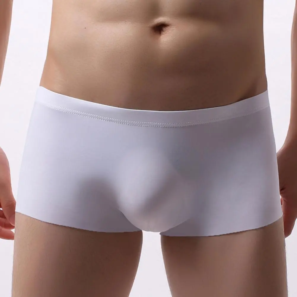 2025 Men U Convex Ice Silk Underpants Panties Seamless Super Thin Boxer Underwear Super Thin Low Waist Underpants Men Briefs