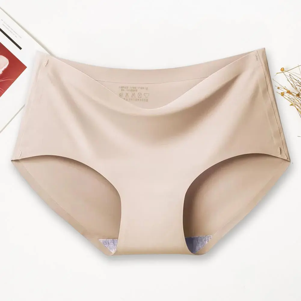 2025 Women Briefs Mid-rise Cotton Crotch Women Underpants Hip Lifting Thin Elastic Ice Silk Seamless Underwear Panties Thin