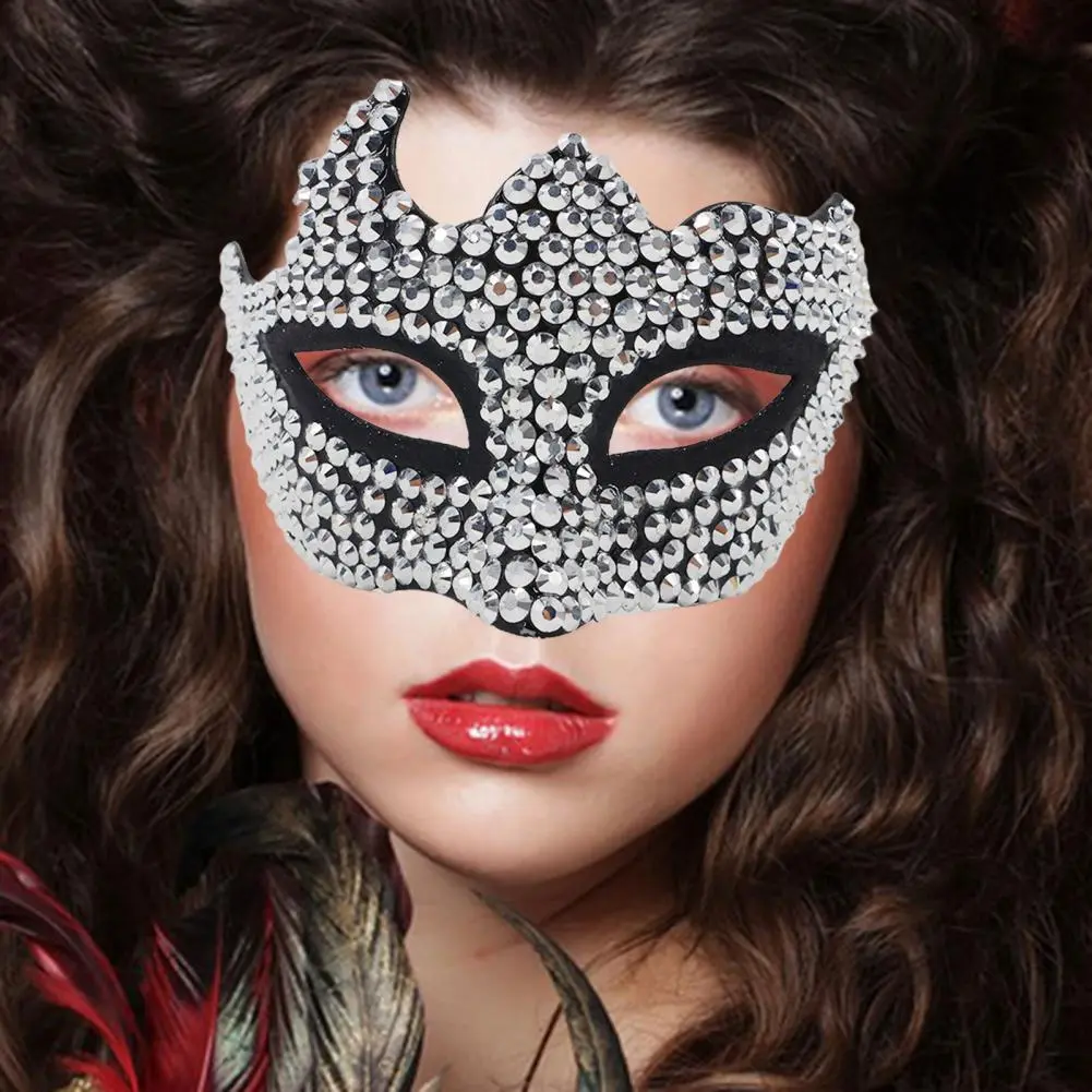 High End Diamond Studded Half Face Masquerade European And American Fashion Party Rhinestone Eye Mask Steel Lip Jewelry Mask
