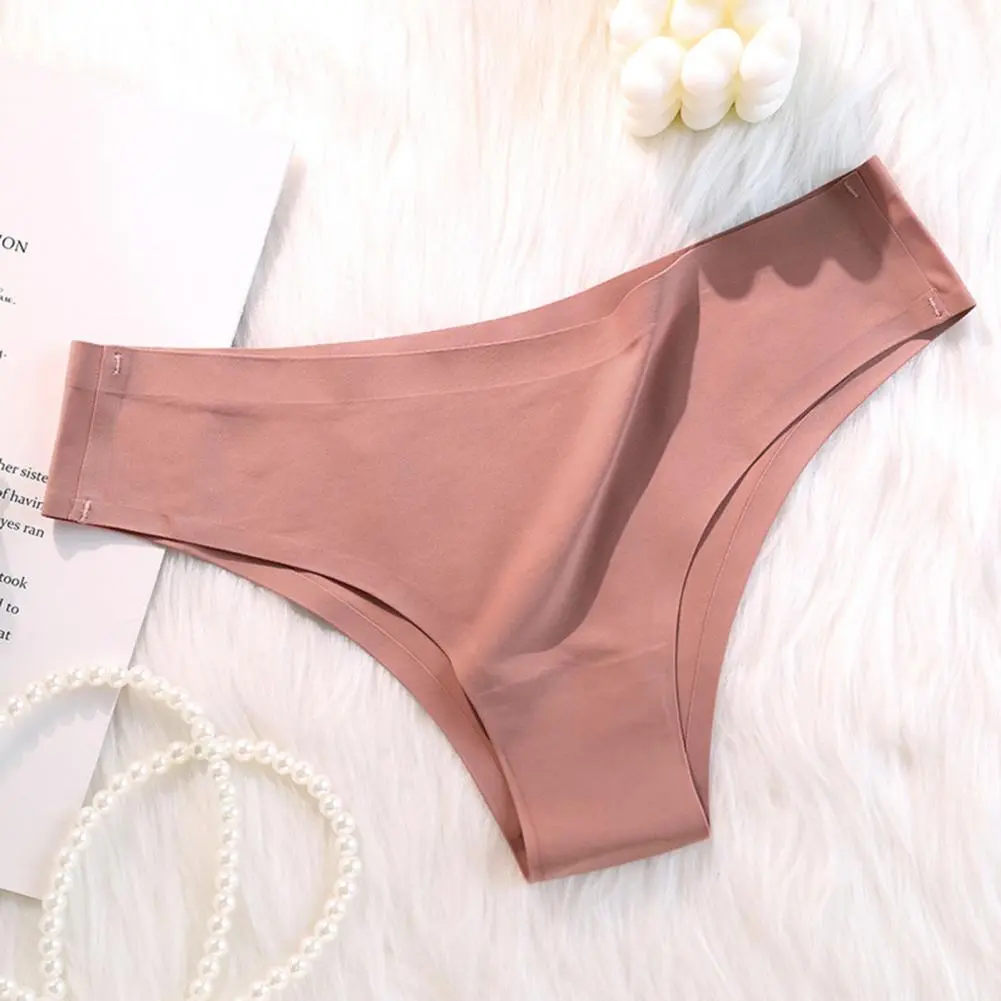 2025 Women Panties Seamless Mid Waist Ice Silk Seamless Briefs Slim Fit Thin Quick Dry Casual Sport Underpants Lady Briefs