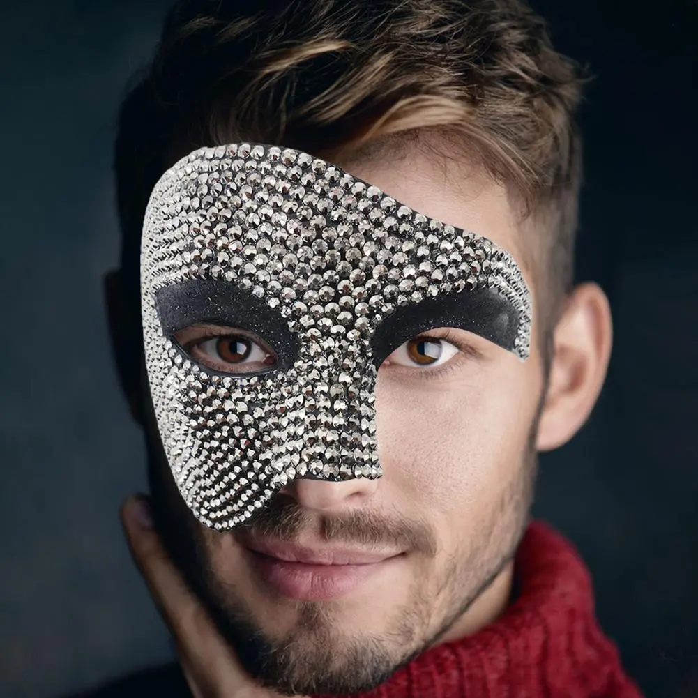 High End Diamond Studded Half Face Masquerade European And American Fashion Party Rhinestone Eye Mask Steel Lip Jewelry Mask