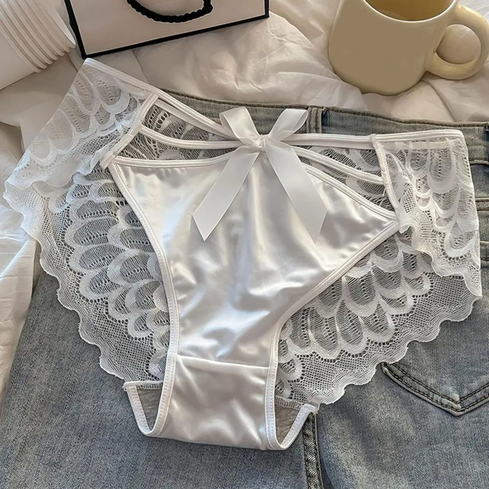 2025 Women's Silky Satin Panties Elegant Lace Panties Sexy Invisible Lace Briefs Low Waist Seamless Breathable Underpants