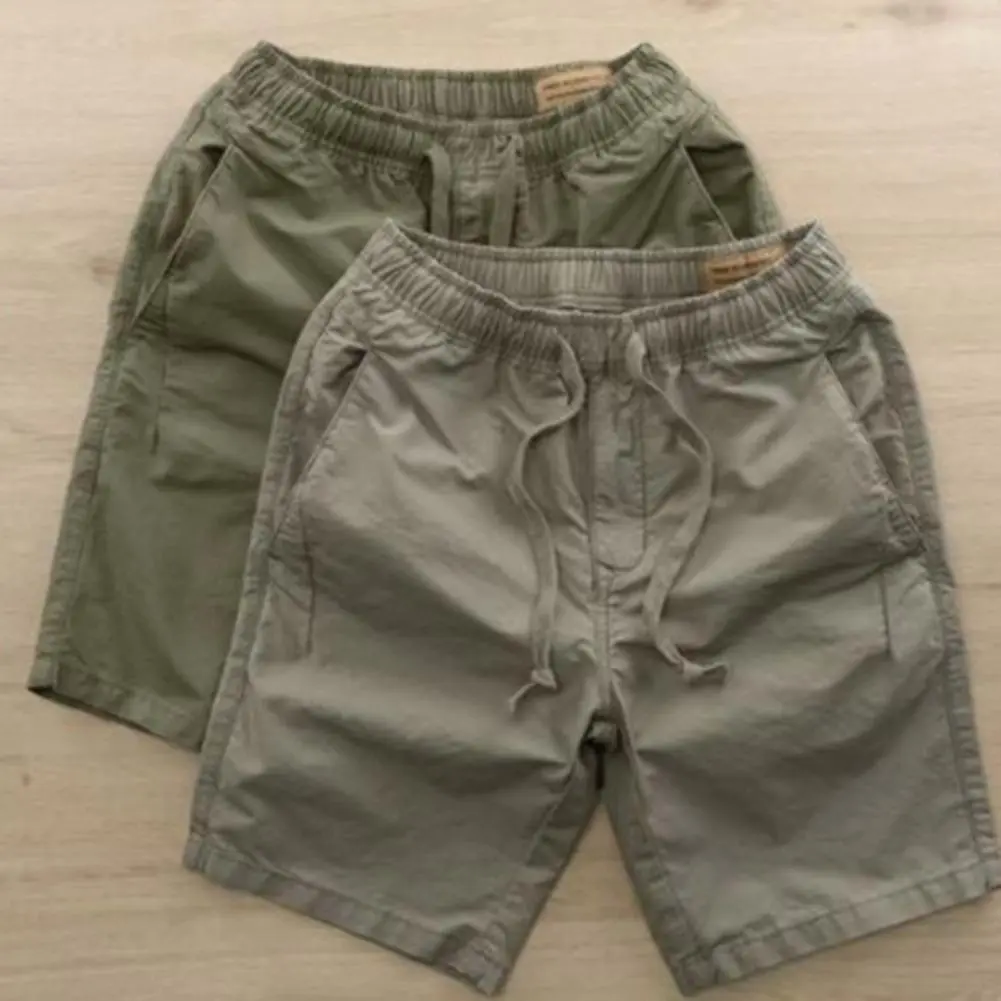 Drawstring Men Training Shorts Deep Crotch Side Pockets Sports Shorts Elastic Waist Men Running Short Pants Men Sweatpants