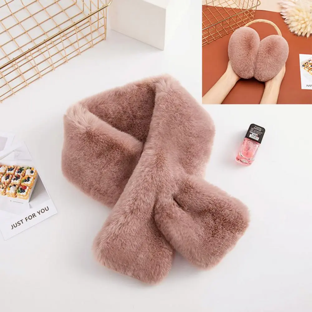 1 Set Thermal Insulation Earmuffs And Scarf Set Unisex Thickened Earmuffs Plush Scarf Set Plush Fur Ear Warmer Foldable Earmuffs